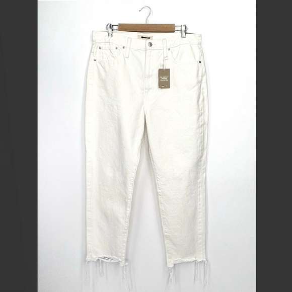 Madewell Denim - Madewell The Perfect Summer Jean Size 31 Tile White High Rise Destructed-Hem NWT